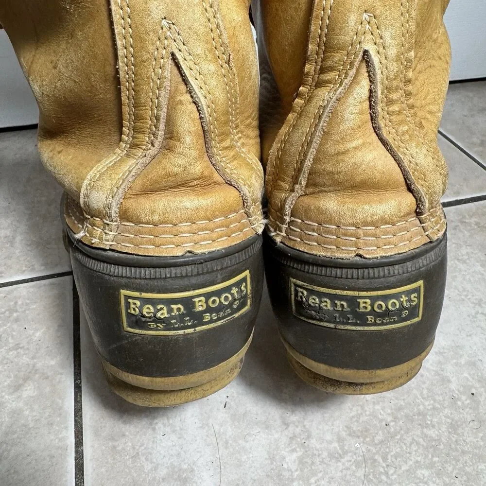 LL Bean Boots Duck Boots Mens 11 M Tan Hiking Leather Waterproof Made in USA